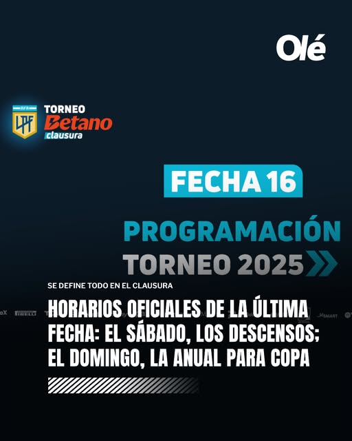 AFA DIO A CONOCER LA PROGRAMACIÓN DE LA ÚLTIMA FECHA DEL “CLAUSURA 2025”