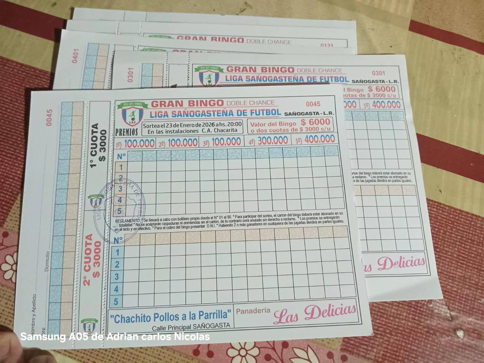 POSTERGAN EL BINGO DE LA LIGA SAÑOGASTEÑA DE FÚTBOL