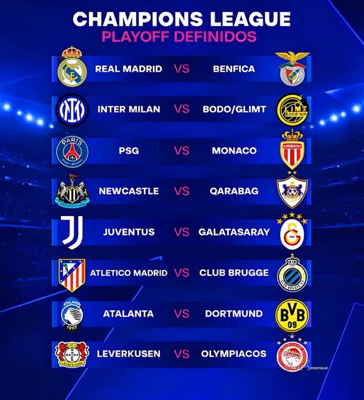 ASÍ QUEDARON LOS PLAYOFFS DE LA CHAMPIONS LEAGUE 2025/26