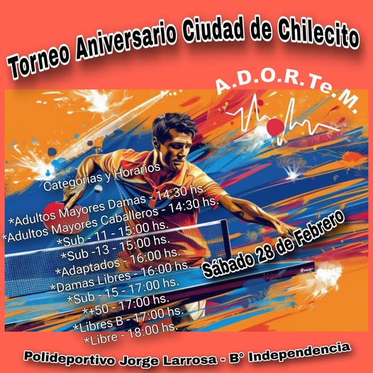 TENIS DE MESA: SE VIENE EL TORNEO ANIVERSARIO DE CHILECITO