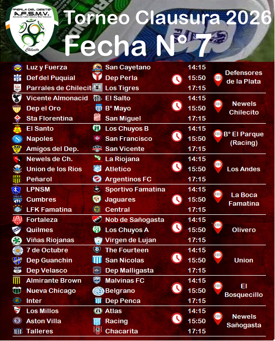 FÚTBOL SENIORS: LOS PARTIDOS DE LA SÉPTIMA FECHA DEL CLAUSURA 2026